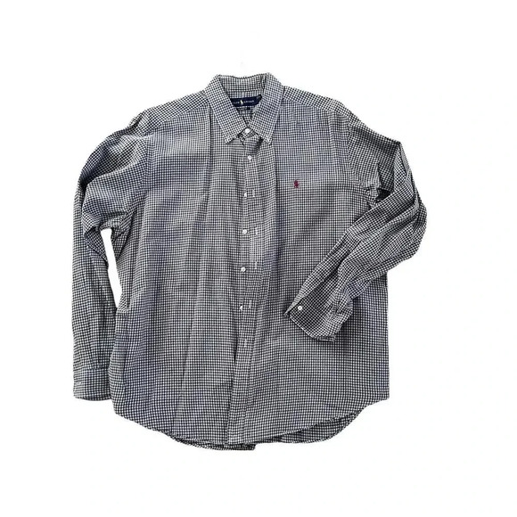Ralph Lauren Grey Long Sleeve Button Down Classic Fit Checkered Shirt Size XXL - Picture 1 of 7